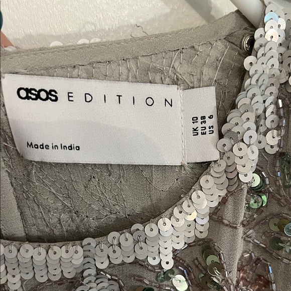 ASOS Gray Floral Long Sleeve Dress - Picture 4 of 5